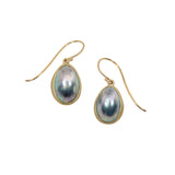 Blue Natilus Pearl Earrings In 18k Yellow Gold
