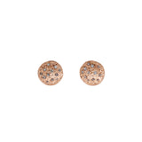 Concave Topography Post Earrings in 14k Rose Gold with Grey Diamonds