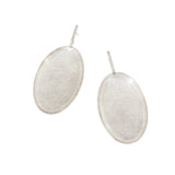 Perforated Large Oval Drop Earrings in Silver