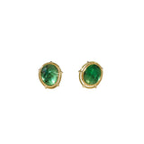 Emerald Slice Post Earrings in 18k Yellow Gold