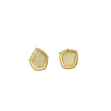 Marbled Diamond Slice Post Earrings in 18k Yellow Gold