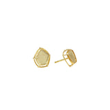 Marbled Diamond Slice Post Earrings in 18k Yellow Gold