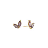 Dual Mauve Pink Sapphire Post Earrings in 18k Yellow Gold