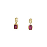 Mauve Garnet Huggie Hoop Earrings in 18k Yellow Gold