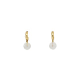 Moonstone Huggie Hoop Earrings in 18k Yellow Gold