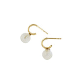 Moonstone Huggie Hoop Earrings in 18k Yellow Gold