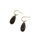 Smoky Quartz Hoop Earrings in 18k Yellow Gold