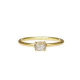 Grey Rose Cut Diamond Solitaire Ring in 18k Yellow Gold