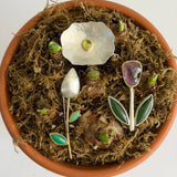 Anemone Flower Brooch with Peridot in 22k Gold and Silver
