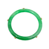 Green Jade Bangle with 18k Gold and White Diamonds