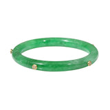 Green Jade Bangle with 18k Gold and White Diamonds