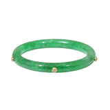 Green Jade Bangle with 18k Gold and White Diamonds