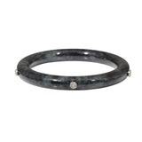 Black Jade Bangle with 18k Palladium White Gold and White Diamonds