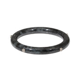 Black Jade Bangle with 18k Palladium White Gold and White Diamonds