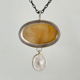 Dendritic Agate and Fire Opal Pendant in Silver