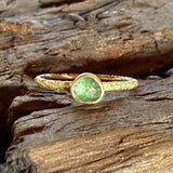 Organic Tsavorite Garnet Stacking Ring in Sand-Textured 18k Yellow Gold
