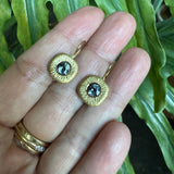 Custom Organic Gold Earrings with wire with Client's Grey Sapphires