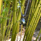 Dark Grey Tahitian Pearl Pendant with Sculptural Bail in Oxidized Silver