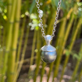 Light Grey Tahitian Pearl Pendant with Sculptural Bail in Brushed Silver