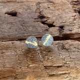 Round Fog Post Earrings in Sand-Textured Oxidized Silver