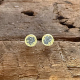 Small Round Fog Post Earrings in Sand-Textured Oxidized Silver
