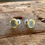 Round Fog Plug Earrings in Sand-Textured Oxidized Silver