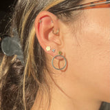 Dot Circle Post Earrings in Oxidized Silver & 22k Bi-Metal