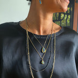 Handmade Chain Necklace in 18k Gold with 3 white Diamonds