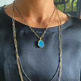 Handmade Chain Necklace in 18k Gold with 3 white Diamonds