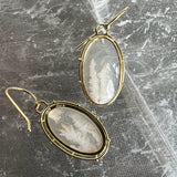 White Plume Agate Earrings in 22k and 18k Gold