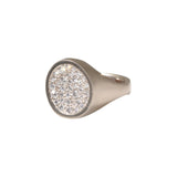 Organic Shaped Pave Signet Ring with Grey Diamonds in 14k Palladium White Gold