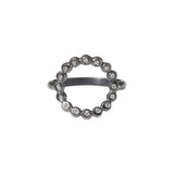 Curved Circle Ring in Oxidized Silver with Diamonds