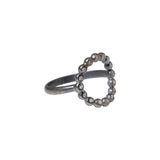 Curved Circle Ring in Oxidized Silver with Diamonds