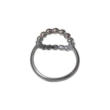 Curved Circle Ring in Oxidized Silver with Diamonds