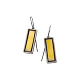 Floating Rectangle Earrings in Oxidized Silver & 22k Bi-Metal
