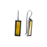 Floating Rectangle Earrings in Oxidized Silver & 22k Bi-Metal