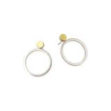 Dot Circle Post Earrings in Oxidized Silver & 22k Bi-Metal
