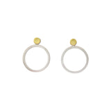 Dot Circle Post Earrings in Oxidized Silver & 22k Bi-Metal