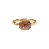 *Oval Rustic Rose Cut Diamond Ring in 14 Yellow Gold