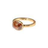 *Oval Rustic Rose Cut Diamond Ring in 14 Yellow Gold