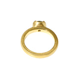 Scooped Prong Round Light Blue Sapphire Ring in 18k Yellow Gold