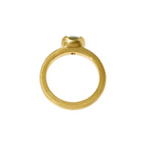 Scooped Prong Round Light Blue Sapphire Ring in 18k Yellow Gold