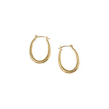 Small Katachi Oval Hoop Earrings with Locking Wire in 14k Yellow Gold with (10) Cognac Diamonds