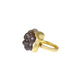Carved Smoky Quartz Ring in 18k Yellow Gold