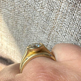 Custom Remake of Raised Cup Ring in 18k Yellow Gold with Client's Diamond