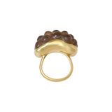 Carved Smoky Quartz Ring in 18k Yellow Gold