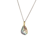 Medium Mabe Pearl Pendant in 14k Yellow Gold and Oxidized Silver