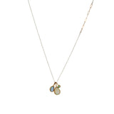 *Green Tone Opal Trio Cluster Necklace in 22k and 14k Gold with Silver Chain