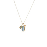 Blue Tone Opal Trio Cluster Necklace in 22k and 14k Gold with Silver Chain
