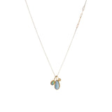 Blue Tone Opal Trio Cluster Necklace in 22k and 14k Gold with Silver Chain